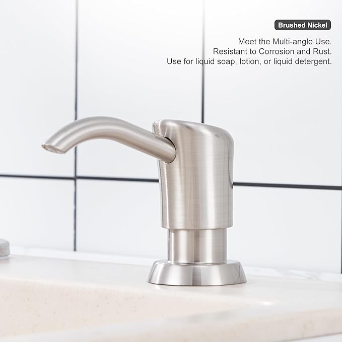 GAGALIFE Built in Counter Soap Dispenser (Brushed Nickel) for Kitchen Sink and Soap Dispenser Extension Tube, Anti-Leakage Upgrade with 40" Soap Tube No More Top Refill