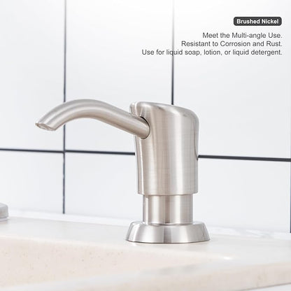 GAGALIFE Built in Counter Soap Dispenser (Brushed Nickel) for Kitchen Sink and Soap Dispenser Extension Tube, Anti-Leakage Upgrade with 40" Soap Tube No More Top Refill