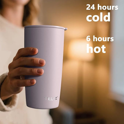 TILUCK 20 oz Insulated Tumbler with BPA-Free Lid, Stainless Steel Vacuum Travel Coffee Mug, Double Wall Coffee Tumbler（20oz，Matte LightPurple）