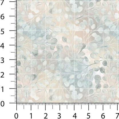 Patchwork Fabric Panel 100x155 cm, 100% Cotton Satin, 6 Coordinated Vintage Botanical Floral Patterns, Soft Sage Neutral Quilting & Sewing Fabric (Vintage Pastels, 6pcs 50x50cm)