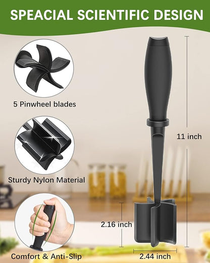 Upgrade Meat Chopper, Heat Resistant Meat Masher for Hamburger, Ground Beef Smasher, Nylon Hamburger Grinder Utensil for Ground Beef, Non Stick Mix Ground Chopper, Mix and Chop Potato Masher Tool