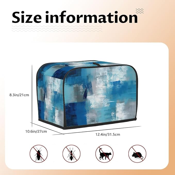 Abstract Oil Painting Blue Toaster Cover 4 Slice Wide Slot Washable Kitchen Appliance Covers Fingerprint Bread Machine Dust Cover Small Toaster Oven Accessories Covers Bread Maker Bag Women Gift