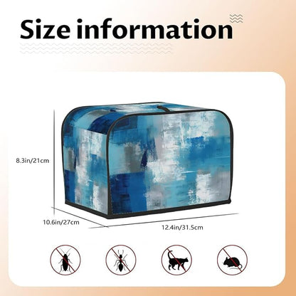 Abstract Oil Painting Blue Toaster Cover 4 Slice Wide Slot Washable Kitchen Appliance Covers Fingerprint Bread Machine Dust Cover Small Toaster Oven Accessories Covers Bread Maker Bag Women Gift
