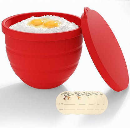 Silicone Bowl Liner for KitchenAid Tilt-Head 5QT Mixers, Kitchen Aid Accessories and Attachments for Baking and Cooking, Fits 5 Quart Mixing Bowl with Lids (Red, 5QT)