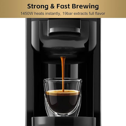 CUSIMAX Espresso Machine Single Serve Coffee Machine Compatible with Nespresso Pods, Adjustable Brewing Size, 19Bar Coffee Maker, Stainless Steel Espresso Maker with 20oz Remevable Water Tank