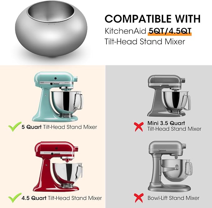 Aieve Snack Coater Compatible with KitchenAid Tilt-Head Stand Mixer, Chocolate Coating Attachment for Freeze-Dried Strawberries,Almonds,Pistachios & Nuts, Home & Commercial Use,Gift for Father's Day