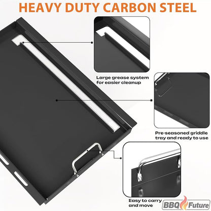 Full Size Griddle Insert with Spatula Set for Home Depot Nexgrill 5 Burner 720-0888 720-0888N, Flat Top Plate Replacement Parts for Nexgrill 4 Burner 720-0830 720-0830H Gas Grill Models, Carbon Steel