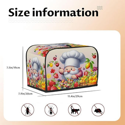 Toaster Cover 2 Slice Wide Slot Cute Gnome FriutBread Toaster Oven Dustproof Cover Small Appliance Kitchen Covers Dust and Fingerprint Protection for Women Gift 2 Slice