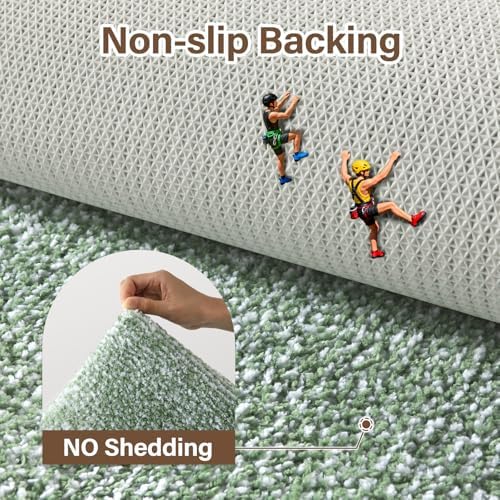 60x24 Long Bathroom Rugs Non Slip Washable, Soft Absorbent Bath Mat Green