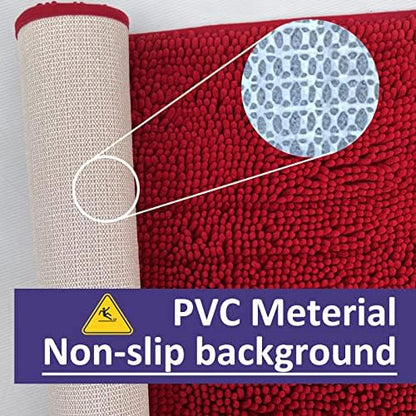 RUN HELIX Bathroom Rugs Sets 2 Piece, Luxury Shaggy Extra Thick Bathroom Rugs, Plush Non-Slip Mats for Bath Room Floor, Machine Wash, Ultra Absorbent, 32 x 20 + 24 x 16 Inches, Burgundy