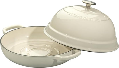 EDGING CASTING Enameled Cast Iron Dutch Oven Pot with Lid, Round Bread Oven for Homemade Sourdough Bread Baking, 6 Quart, White