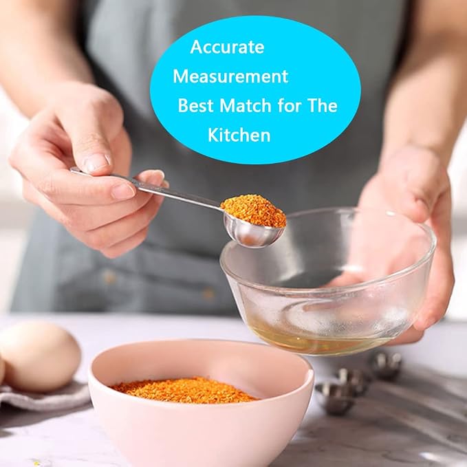 AIKEXIN 20 PCS Measuring Cups & Spoons Set, for Cooking & Baking Gadgets | 18/10 Stainless Steel Metal, Nesting Stackable Design, Dry & Liquid, Plastic Liquids, Leveler Conversion Chart