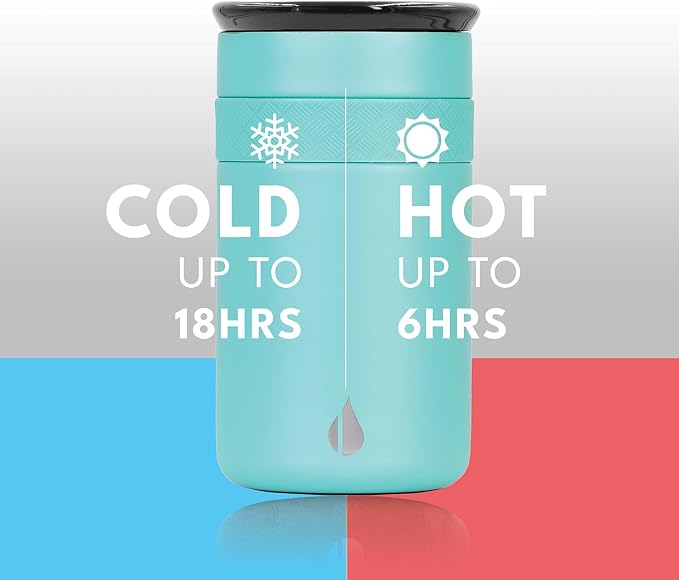 Elemental Artisan Insulated Tumbler, Triple Wall Coffee Travel Mug, Reusable Stainless Steel Coffee Tumbler with Ceramic Lid, Thermal Coffee Cups for Hot (6 Hrs) & Cold (18 Hrs), 12oz - Robin's Egg