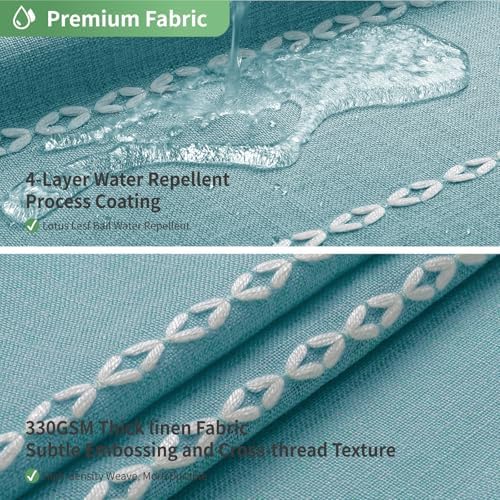 eachope Boho Farmhouse No Hook Shower Curtain with snap Liner,71x74,Teal