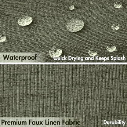 MIULEE Olive Green Scalloped Linen Shower Curtain 72x72 Inches