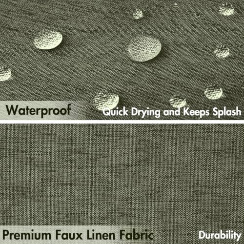 MIULEE 72"x84" Extra Long Scalloped Linen Shower Curtain Olive Green