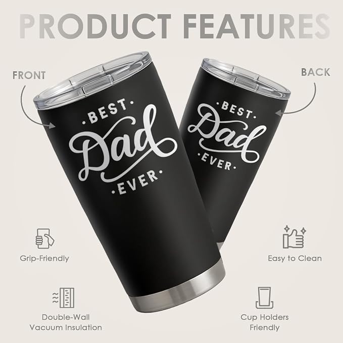 SANDJEST Dad Tumbler - 20oz Stainless Steel Insulated Coffee Travel Mug for Dad from Daughters or Sons - Ideal for Father's Day, Birthday, or Christmas