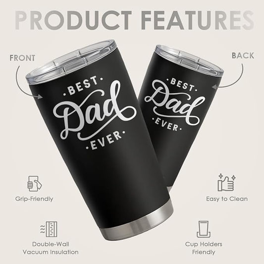 SANDJEST Dad Tumbler - 20oz Stainless Steel Insulated Coffee Travel Mug for Dad from Daughters or Sons - Ideal for Father's Day, Birthday, or Christmas
