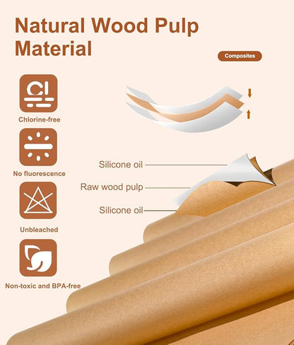 Parchment Paper Sheets 12x16 Inch – 200Pcs Precut Unbleached Half Sheet Baking Paper, Plant-Based Silicone Coating, Non-Stick Liner for Oven, Cookies, Bread, Roasting & Large Batch Baking