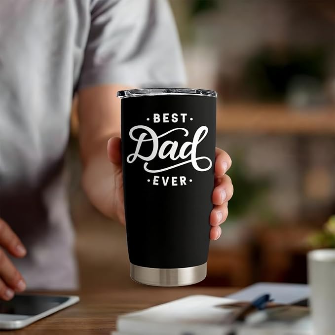 SANDJEST Dad Tumbler - 20oz Stainless Steel Insulated Coffee Travel Mug for Dad from Daughters or Sons - Ideal for Father's Day, Birthday, or Christmas