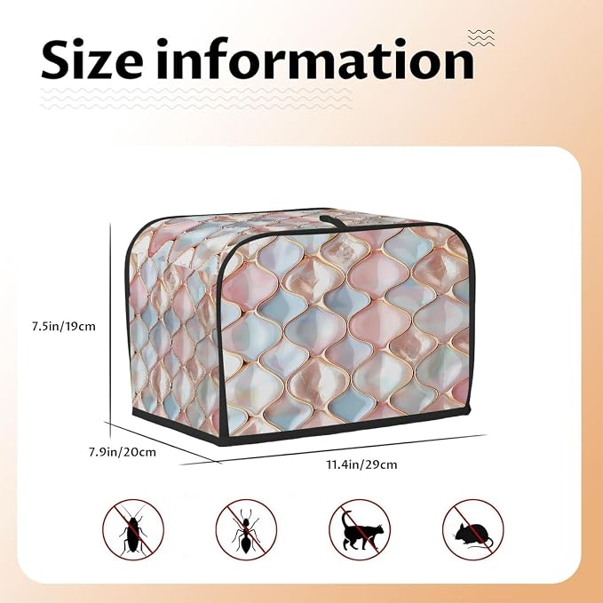 Pink Pearl Toaster Cover 2 Slice Wide Slot Washable Kitchen Appliance Covers Fingerprint Bread Machine Dust Cover Small Toaster Oven Accessories Covers Bread Maker Bag Women Gift