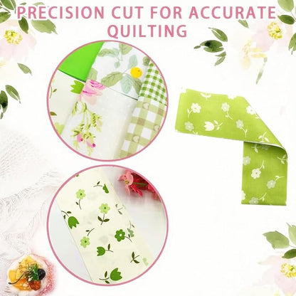 80 Pcs Jelly Roll Fabric Strips for Quilting Sewing,2.6 Inch Precut Cotton Floral Fabric Strips Bundles, Perfect DIY Sewing Supplies Green