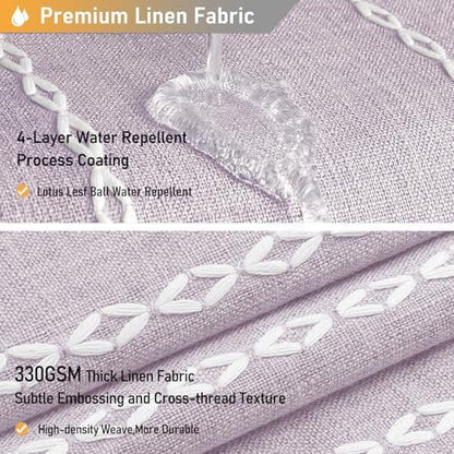 BTTN 54x78 Boho Farmhouse Linen Heavy Duty Shower Curtain Set, Lavender