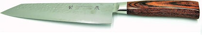 Tamahagane Tsubame SNH-1133 Kengata Knife 7.5"/190mm With Brown Pakkawood Handle and 3-Ply Hammered Steel Blade