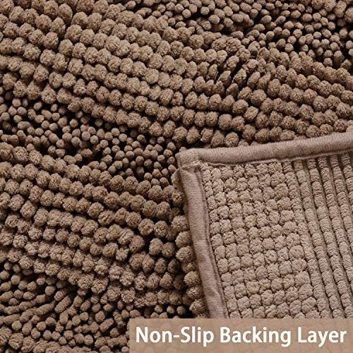 Turquoize Bathroom Runner Rug 17"x47", Soft Absorbent Chenille Bath Rug
