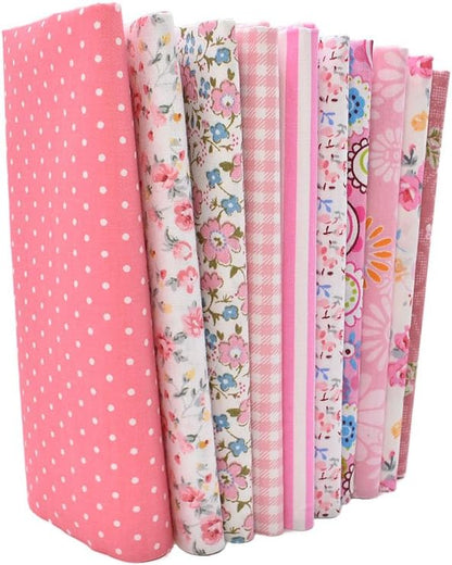 10pcs 12 x 12 inches (30cmx30cm) Print Pink Series Fabric Bundle Squares Patchwork DIY Sewing Scrapbooking Quilting Pattern Artcraft Collection B