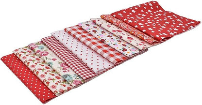 10pcs 12 x 12 inches (30cmx30cm) Print Red Series Fabric Bundle Squares Patchwork DIY Sewing Scrapbooking Quilting Pattern Artcraft