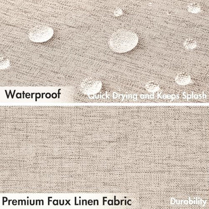 MIULEE 72"x90" Extra Long Scalloped Linen Shower Curtain Beige