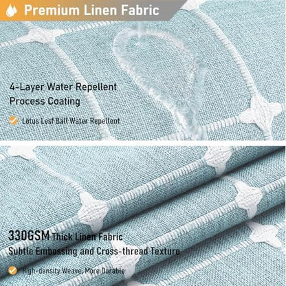BTTN 54x78 Boho Farmhouse Linen Heavy Duty Fabric Shower Curtain, Fog Blue