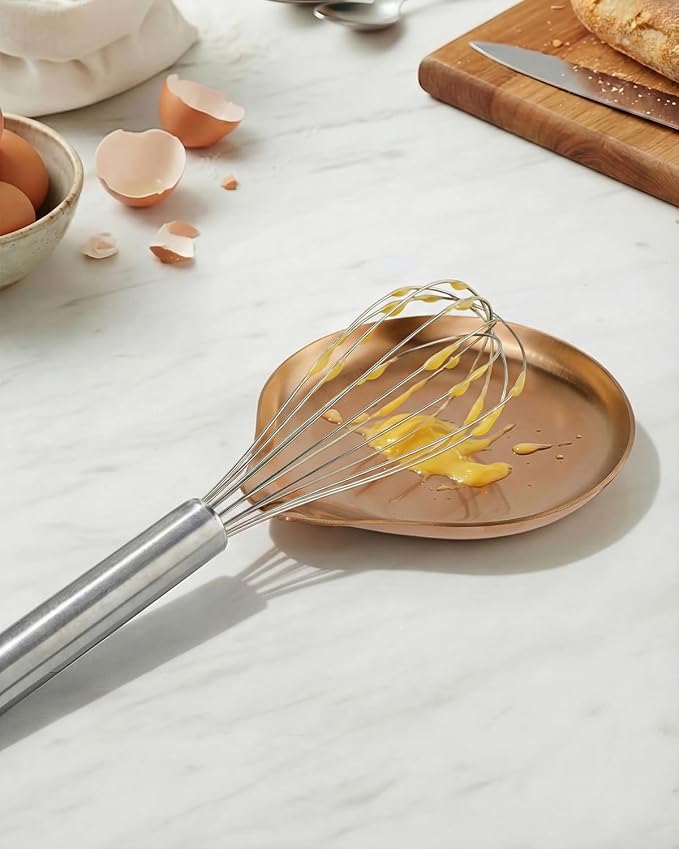 VanlonPro Stainless Steel Spoon Rest, Spatula Ladle Holder, Stainless Steel Utensil Spoon Rest Holder, Brushed Finish, Dishwasher Safe 5.9 x 5.1 Inch (Round Rose Gold 1PC)