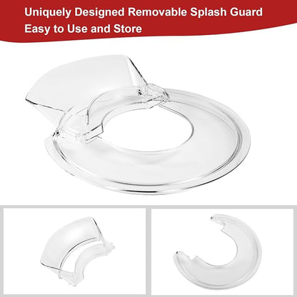 Pouring Shield for KitchenAid 4.5-5 Quart Tilt-Head Stand Mixers, Splash Guard with Removable Pour Spout, Fits Stainless Steel, Glass & Ceramic Mixer Bowls