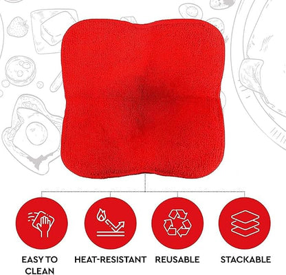 Set of 2 Red Microwave Hot Pads - Pot Holders, Cozies for Food, Ooma, Ramen or Soup Bowl Cozy, Kitchen Gadgets