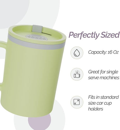 Copco Insulated Coffee Mug with Lid and Handle, 16oz Tumbler, Double Wall To-Go Cup, for Travel, Office, School, Camping, BPA-Free Reusable Plastic, Iconic Set of 2, Purple/Yellow
