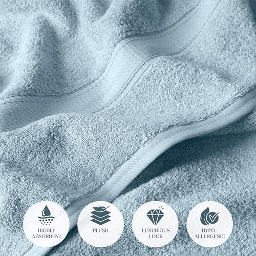 SUPERIOR Egyptian Cotton Ultra Plush & Absorbent, 12 Piece Set, Light Blue