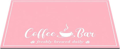 CooRug Absorbent Coffee Mat, Fashion Dish Drying Mat for Kitchen Counter Coffee Bar Accessories Espresso Machine Dish Rack 12" x 20" Pink
