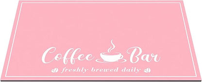 CooRug Absorbent Coffee Mat, Fashion Dish Drying Mat for Kitchen Counter Coffee Bar Accessories Espresso Machine Dish Rack 17" x 32" Pink