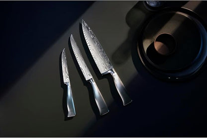 WMF Grand Gourmet Damask Knife, 29.5 cm, Damask Steel 120 Ply, Performance Cut, Wooden Cassette, Blade 17 cm