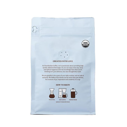 Chamberlain Coffee Peppermint Mocha Medium Roast Ground Coffee - USDA Organic Specialty Blend - Smooth & Balanced w/Cocoa & Minty Notes - Freshly Roasted - Rich Flavor & No Bitterness - 10 Oz