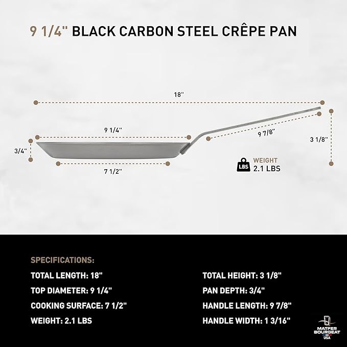Matfer Bourgeat Black Carbon Steel Crêpe Pan, 9 1/4"