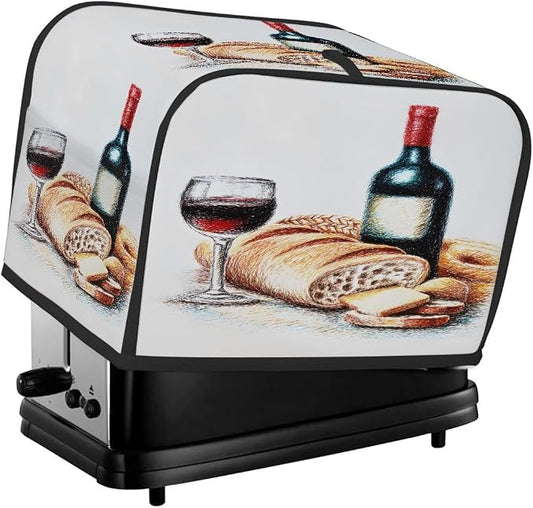 Red Wine Toaster Cover 4 Slice Wide Slot Washable Toaster Covers | Modern Food Dust and Fingerprint Protection Bread Maker Covers for Kitchen Accessories Decor Bakeware Women Gift