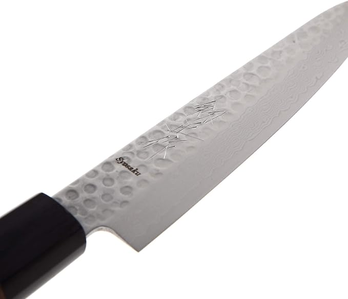 Japanese Petty Knife Hammered Damascus VG-10 46 Layer Octagonal Walnut Handle, 6-inch (150mm)