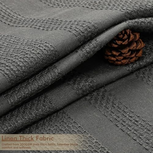 OVZME Charcoal Grey Shower Curtain 78 Inch Long, Boho Farmhouse Thick Striped Fabric Hotel Shower Curtain with Tassel, Minimalist Textured Weighted Machine Washable Bathroom Decor, 72Wx78L Inches