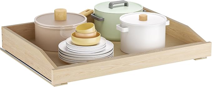 Pull Out Cabinet Organizer 28.5" W x 21" D, Soft Close Slide Out Wood Drawer Shelf for Kitchen Cabinets, Pull Out Cabinet Drawer for Base Cabinet, Pantry and Bathroom Storage, Bottom Mount
