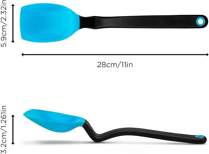 Dreamfarm Supoon Non-Stick Sit-Up Silicone Scraping, Serving, Cooking Spoon Measures 5ml Tsp & 15ml Tbsp - 11" Dreamfarm Blue
