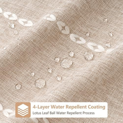 Seenus Boho Farmhouse Shower Curtain Heavyweight with Tassels, 72 x 84 Inch Extra Long Taupe Linen Textured Fabric Shower Curtain for Bathroom, Tan and White Striped Bath Décor Curtain Water Repellent