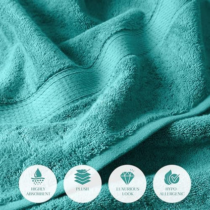 SUPERIOR Egyptian Cotton Ultra Plush & Absorbent, 12 Piece Set, Turquoise